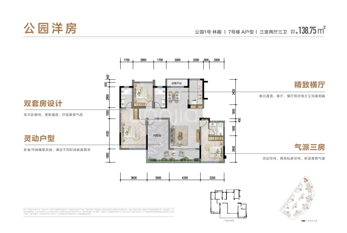 公园1号B区--建面 138.75m²