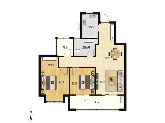 绿城吉瑞府3室2厅1卫户型图