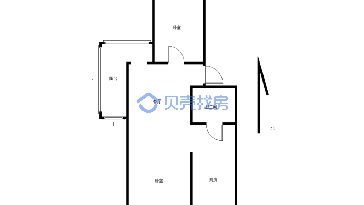 兴隆小区（红山区) 2室1厅 南 北-户型图