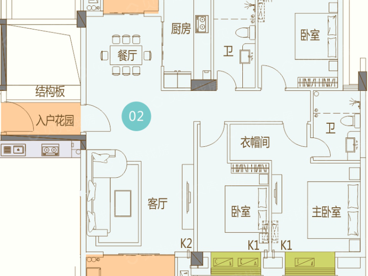 文信朗庭三居室户型图大全 成都文信朗庭三居室房型图 平面布置图 贝壳成都楼盘网