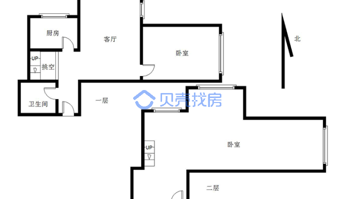 房子面积是一层的面积 实际是两层 看房方便 位置好-户型图