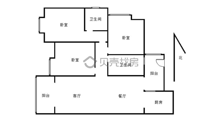 滨江尚郡新小区，电梯清水房，三室两厅，户型好-户型图