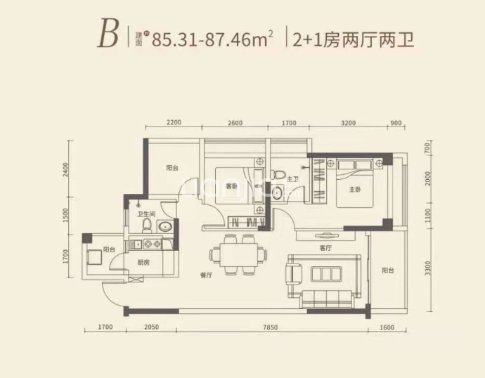香缤天玺名苑--建面 87.46m²