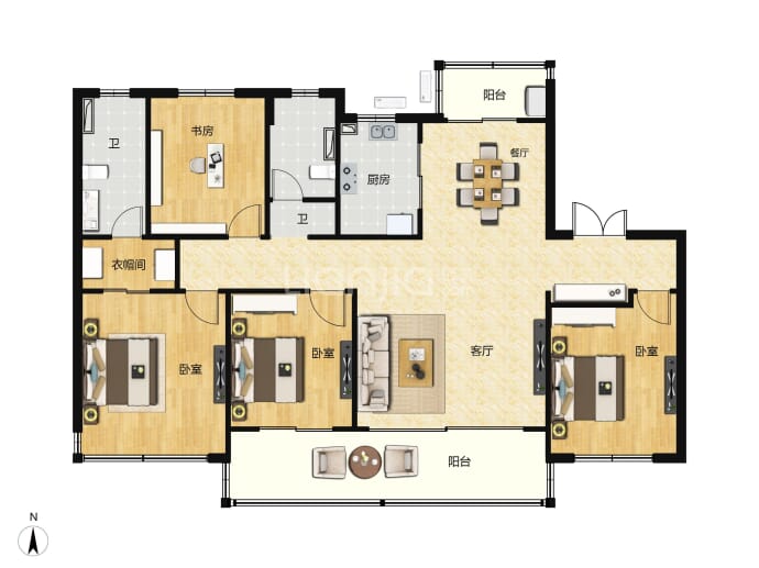 建投启悦4室2厅2卫户型图