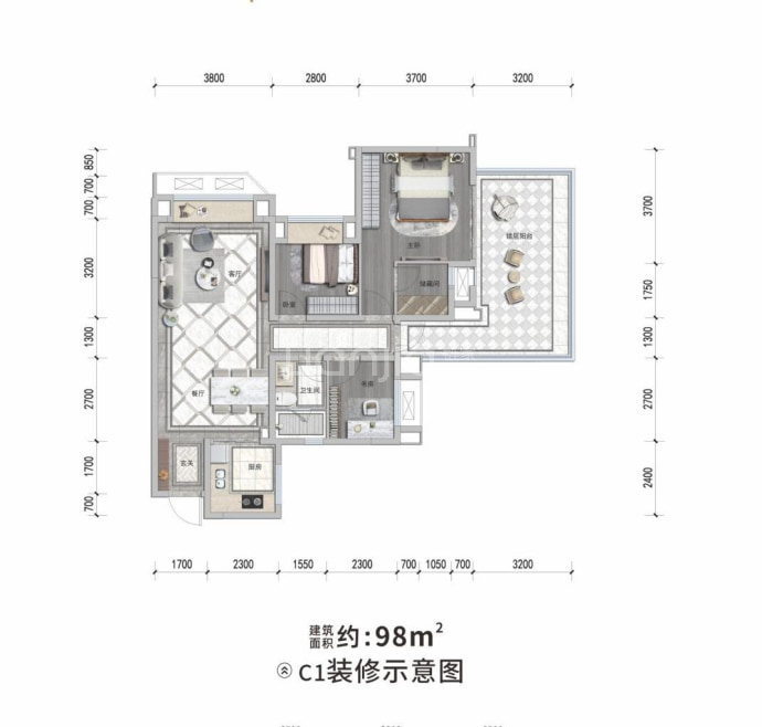 滨江郦城--建面 98m²