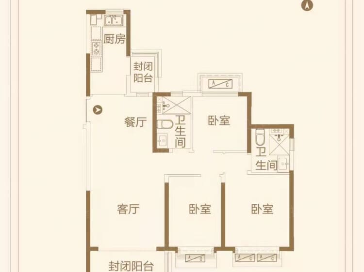 恒大翡翠湾花园三居室户型图大全 连云港恒大翡翠湾花园三居室房型图 平面布置图 贝壳连云港楼盘网