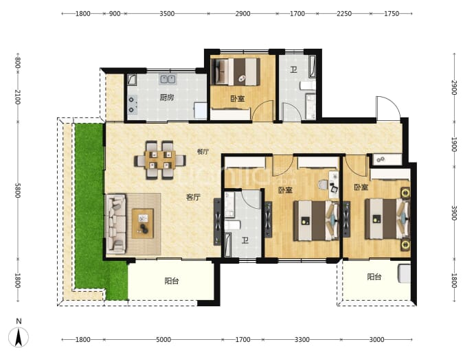锦溪1118--建面 126m²