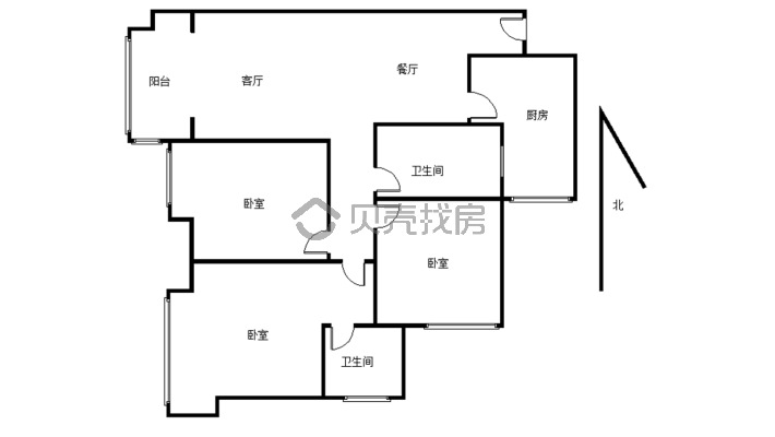 华翔城三期 3室2厅 西北-户型图