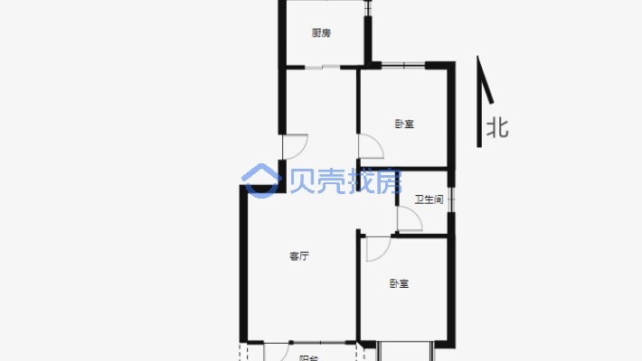 北京路铁路局地铁口 南北通透2室带地下室 采光好-户型图