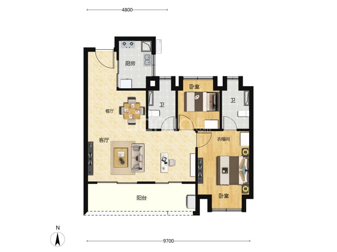福星惠誉铂雅府--建面 103m²