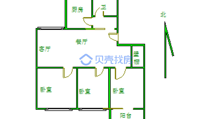 茗馨花园北区 3室2厅 南-户型图