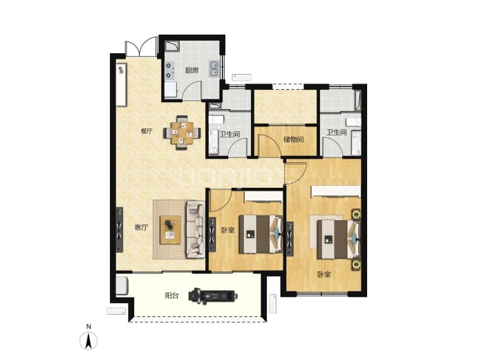 建业.世和府3室2厅2卫户型图