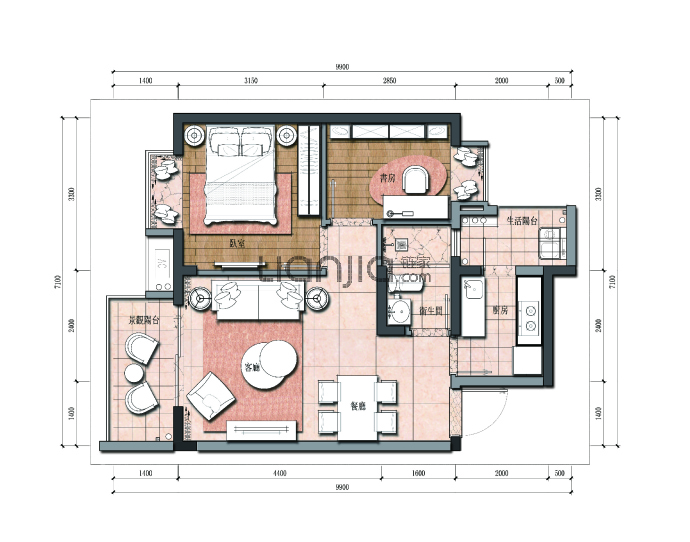 观澜湖·中央公园区--建面 69m²