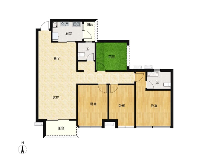 鸿安花园--建面 117m²