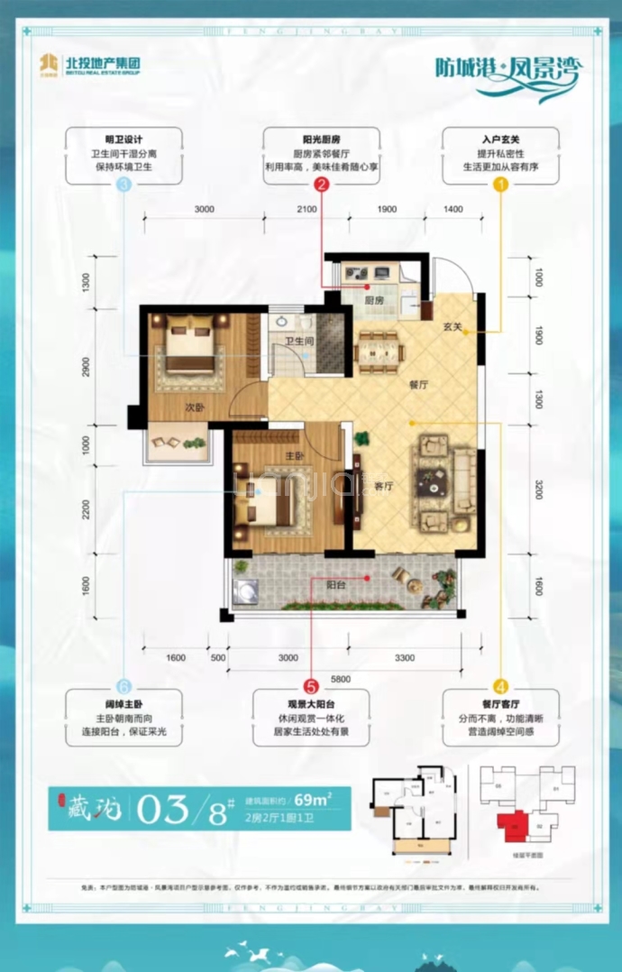 防城港凤景湾--建面 69m²