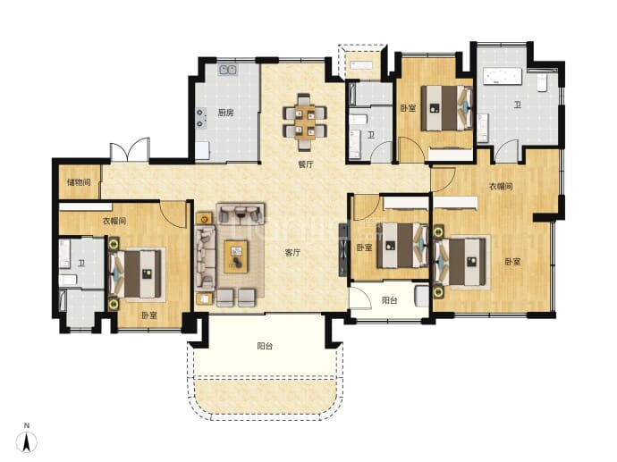 天樾云颂4室2厅3卫户型图