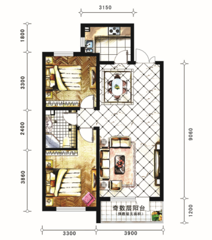 新加坡城--建面 94.34m²