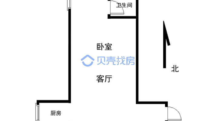碧桂园天玺1室1厅1厨1卫47.28平36万-户型图