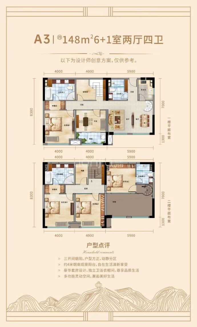 皇庭峰景壹号7室2厅4卫户型图