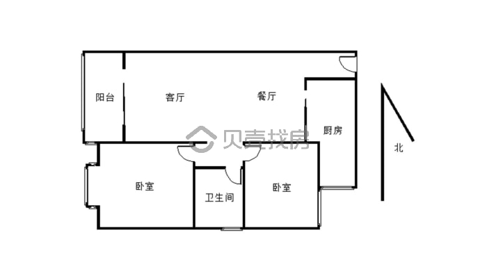 子昂广场大小区，精装大两室，养老楼层2楼-户型图