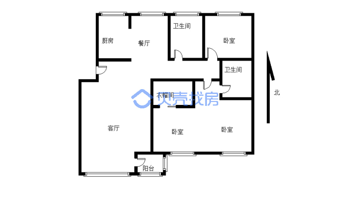 金百合东区，房子是步梯3楼，明厅3室，双卫，单价5500-户型图