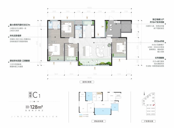 鑫洋锦宸--建面 128m²