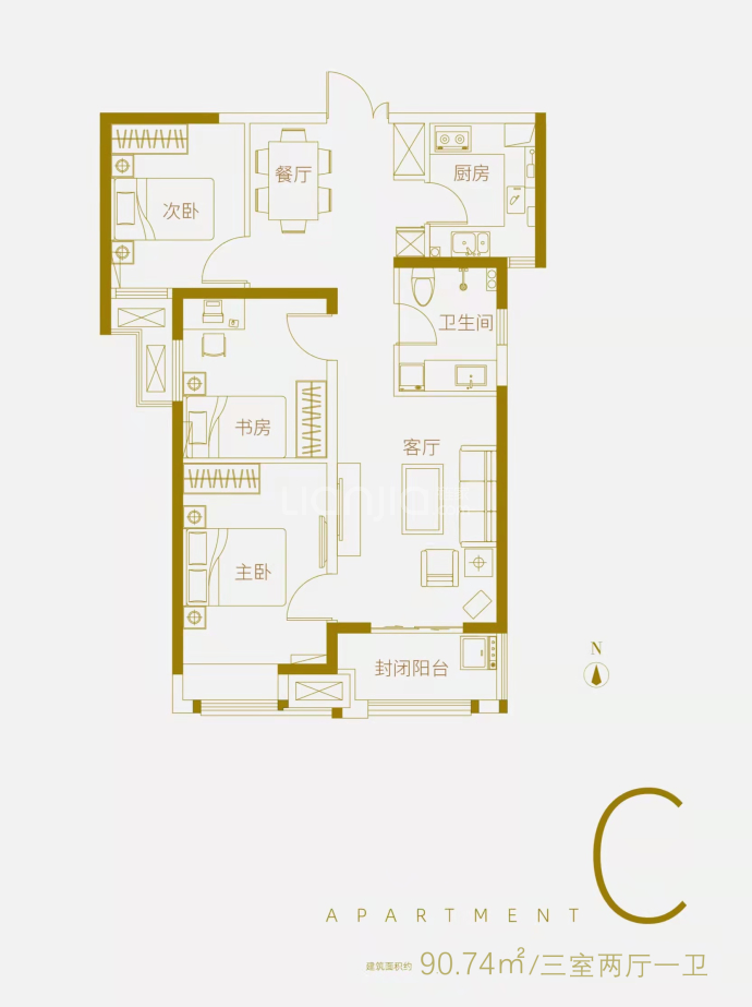 汇泉景悦城--建面 90.74m²