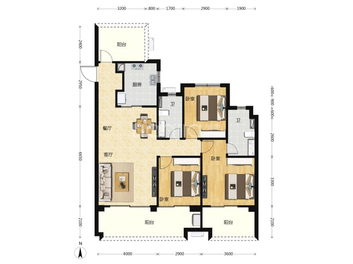 招商雍江湾--建面 124m²