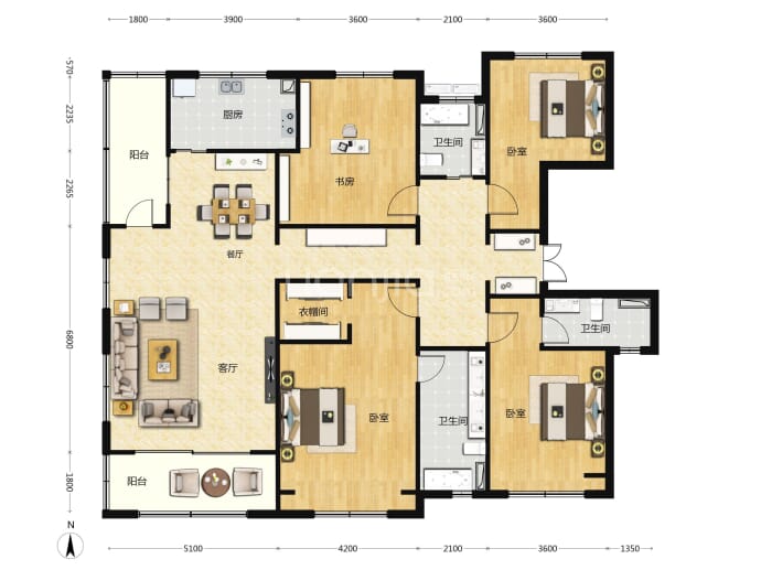 公园壹号4室2厅3卫户型图