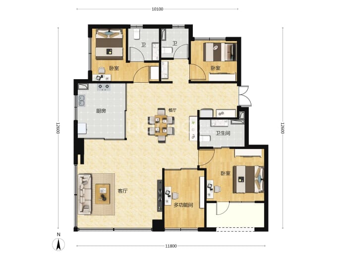 中建壹品花香壹号4室2厅3卫户型图