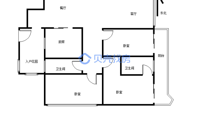 标准大三室两厅一厨双卫滨江国际精装修拎包入住-户型图