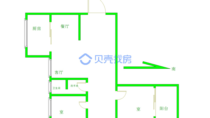 悦城国际急售精装两室 有品牌家具家电  采光好无遮挡-户型图