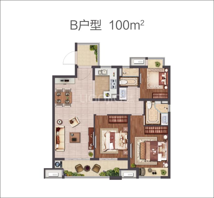 光明当代拾光里--建面 100m²