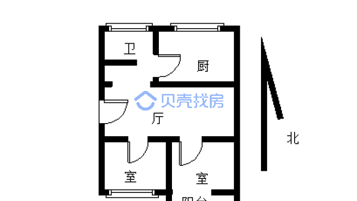 青岛花园 2室1厅 南-户型图