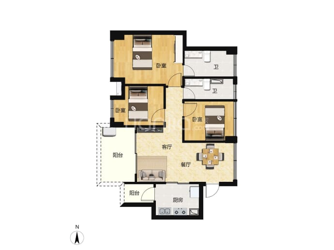 碧湖春天--建面 100m²