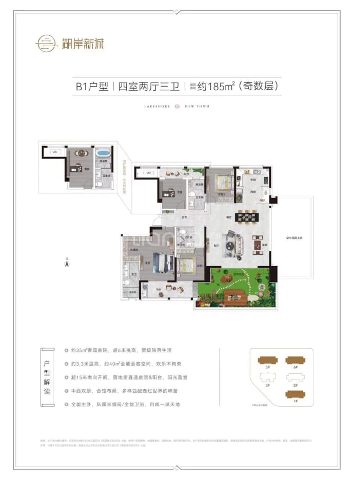 绿城·湖岸新城--建面 185m²
