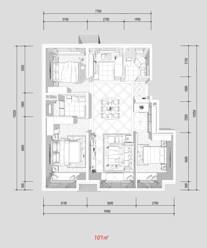 宸悦国际--建面 101m²