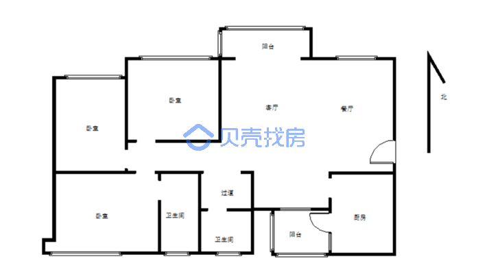 绿地二期锦华名门3房2厅1厨2卫-户型图