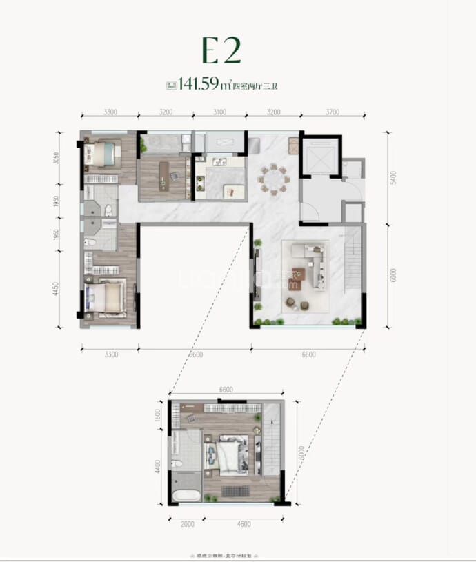 中建旌城之星4室2厅3卫户型图