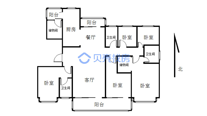 碧桂园凤凰城224平大平层五室户型-户型图