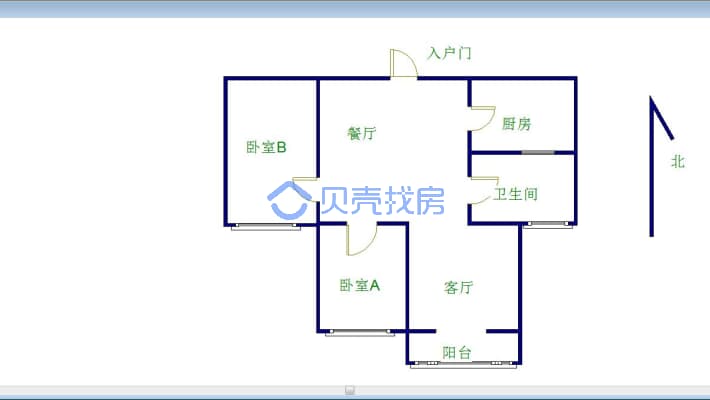 福港东方赛纳 2室2厅 电梯房 家具家电齐全-户型图