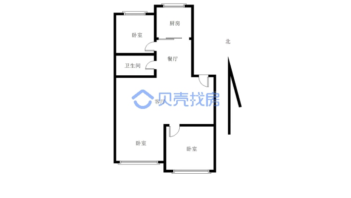 长安5楼 经典三室 中税 北临街 位置优越-户型图