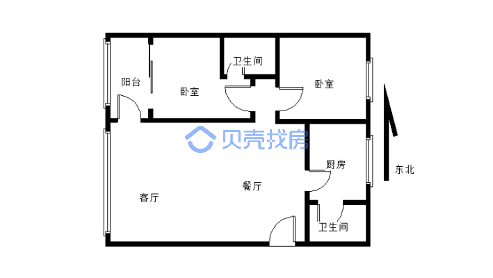 鑫泉小区3室2厅1厨2卫户型方正采光好楼层低-户型图