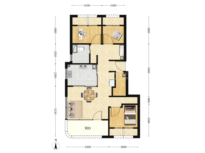 北京城建·龙樾海序--建面 78m²