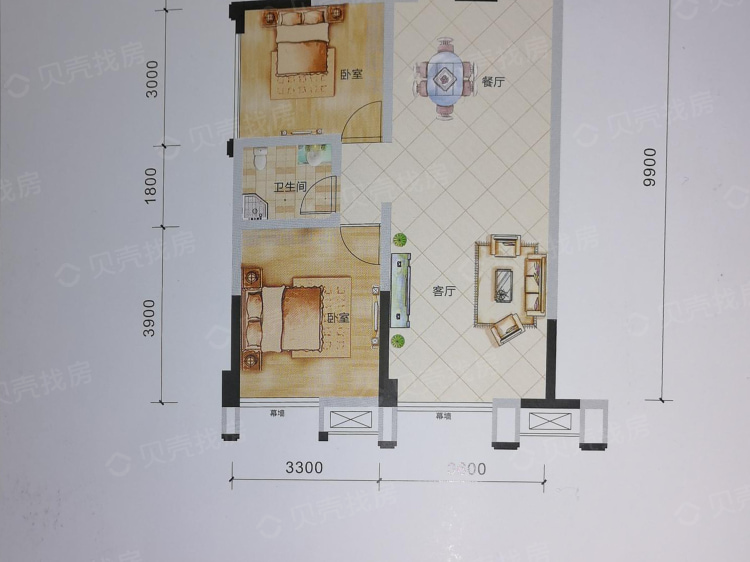 慧生时代广场2室1厅1卫户型图