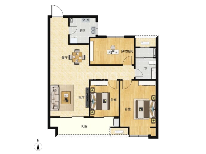 园心埒新寓3室2厅1卫户型图