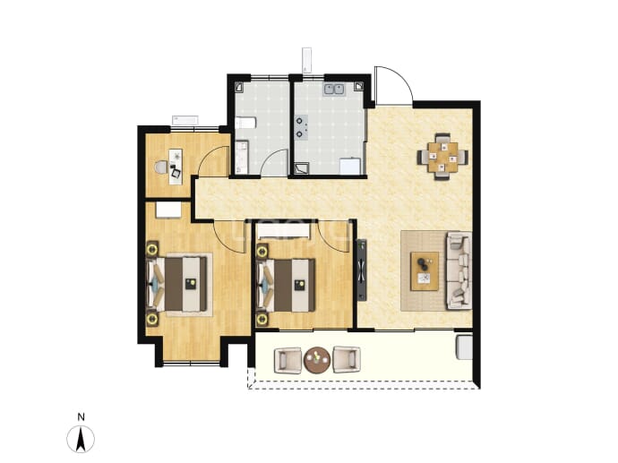 绿城吉瑞府--建面 90m²