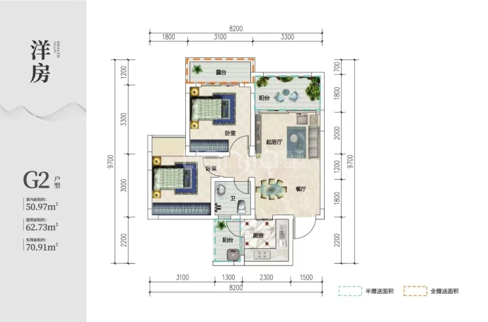 曾家山·荣乐养生谷--建面 62.73m²