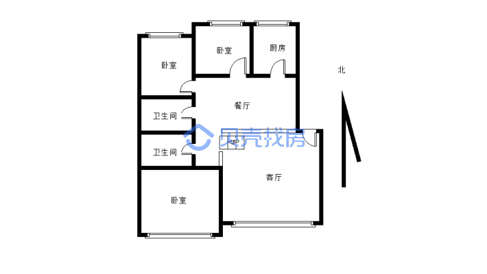 房主诚心出售，大悦层，三室双卫，实地看房效果更好-户型图