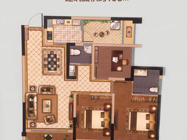 澳海御江苑3室2厅2卫户型图